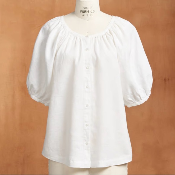 NWOT Sundance Graceful Days White 100% Linen Button Top - Picture 3 of 15
